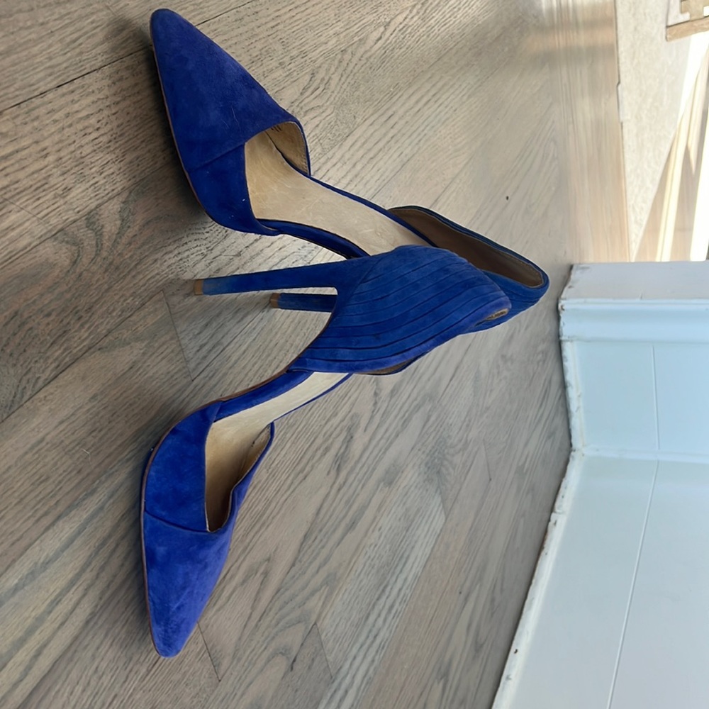 LAMB gwen stefani blue suede slip on pointed toe pump stiletto heels size 7